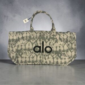 ALO Yoga Sage and Cream Tie-Dye Canvas Crossbody Tote